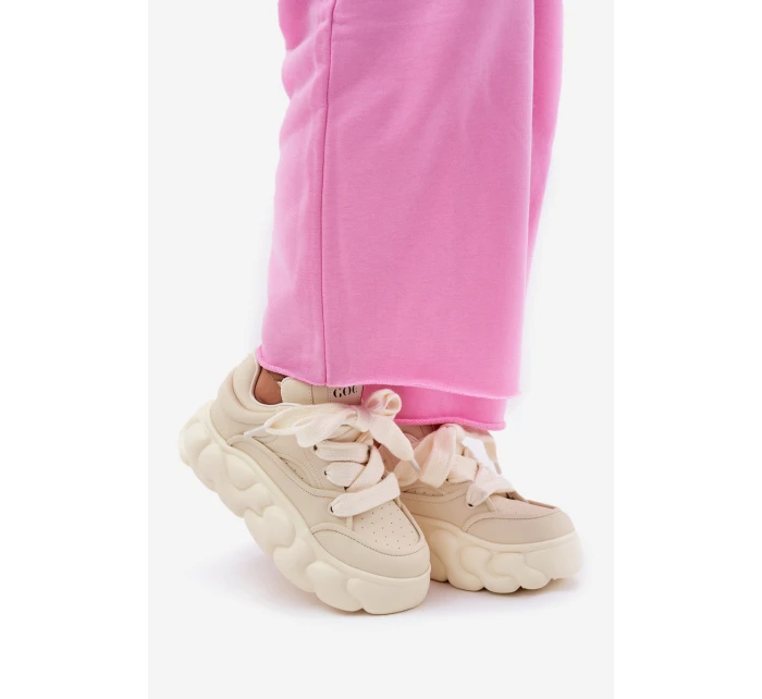 Dámské Kožené Tenisky Na Masivní Platformě GOE RR2N4043 Béžové