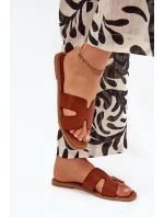 Dámské Ploché Pantofle S Výřezy Camel Salyra Dámské Ploché Pantofle S Výřezy Camel Salyra