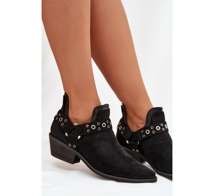 Dámské kotníkové boty s výřezy a pásky Černé model 21919559 - Boto Dámské kotníkové boty s výřezy a pásky Černé model 21919559 - Boto