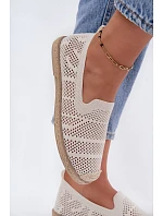 Dámské síťované espadrilles z textilu světle béžové Candessa Dámské síťované espadrilles z textilu světle béžové Candessa