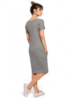 Midi šaty s kapsami ve  šedé model 18001684 - BeWear
