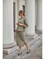 Sukně a halenka model khaki model 20247358 - La Aurora Sukně a halenka model khaki model 20247358 - La Aurora