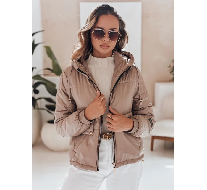 Dámská prošívaná bunda s kapucí ARON camel FashionStreet TY4398
