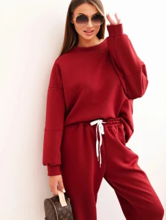 Dámská souprava máslová s volnou mikinou a kalhotami s nápisem LOVE bordová