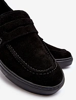 Mužské semišové polobotky Loafersy Zazoo 1574 Černé