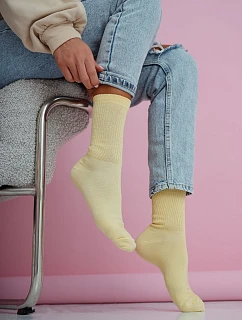 Dámské pruhované model 22044951 žluté ponožky - Milena