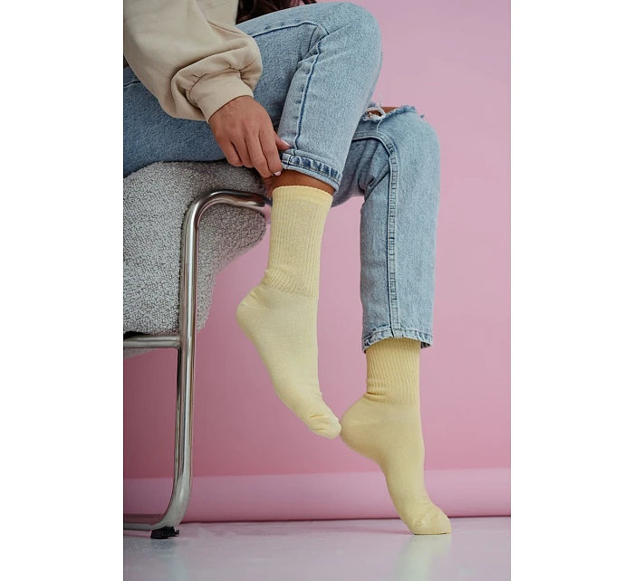 Dámské pruhované model 22044951 žluté ponožky - Milena