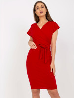 Základní červené šaty RUE PARIS s krátkým rukávem