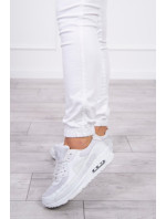 Džínové kalhoty s žebrovaným lemem bílé