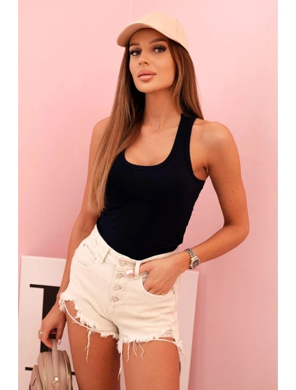 Dámský bavlněný top bokserka na širokých ramínkách námořnická modrá