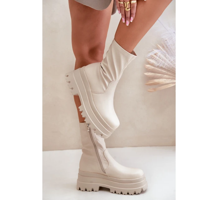 Boty Na Masivní Platformě Světle Béžové model 21679189 - Boto Boty Na Masivní Platformě Světle Béžové model 21679189 - Boto