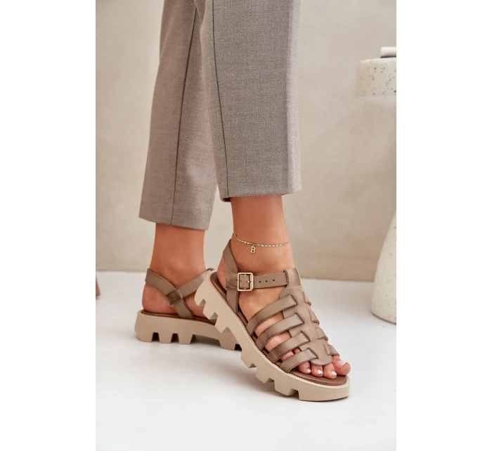 Kožené dámské sandály Zazoo model 21682190 béžové - Boto Kožené dámské sandály Zazoo model 21682190 béžové - Boto