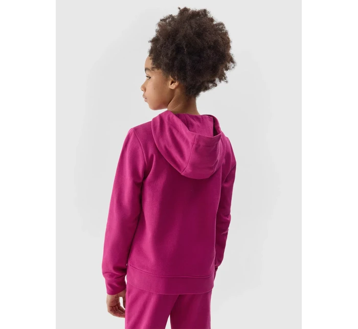 Dívčí tepláková rozepínací mikina s kapucí 4F - růžová