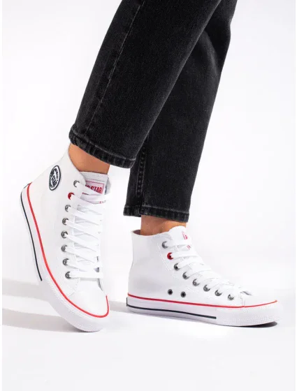 Stylové bílé tenisky dámské bez podpatku Stylové bílé tenisky dámské bez podpatku