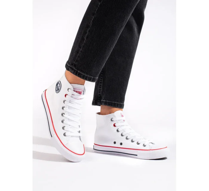 Stylové bílé tenisky dámské bez podpatku Stylové bílé tenisky dámské bez podpatku