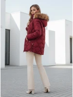 Dámská zimní bunda LUMORE prošívaná bunda s kapucí bordó FashionStreet TY5014 Dámská zimní bunda LUMORE prošívaná bunda s kapucí bordó FashionStreet TY5014