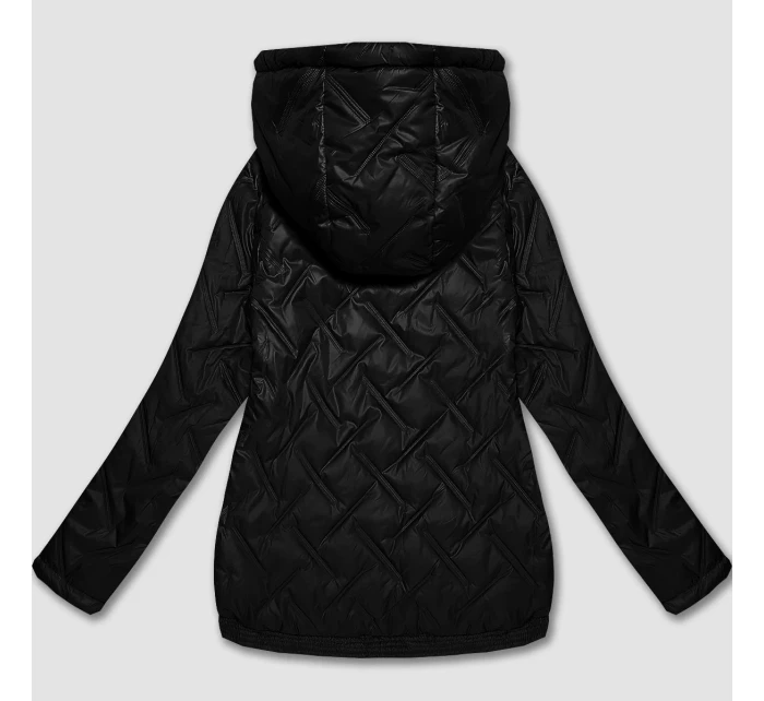 kurtka damska plus size z kapturem czarna model 21317440 - S'WEST