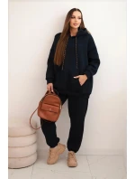 Dámská tepláková souprava zateplená z bavlny s kapucí granátová