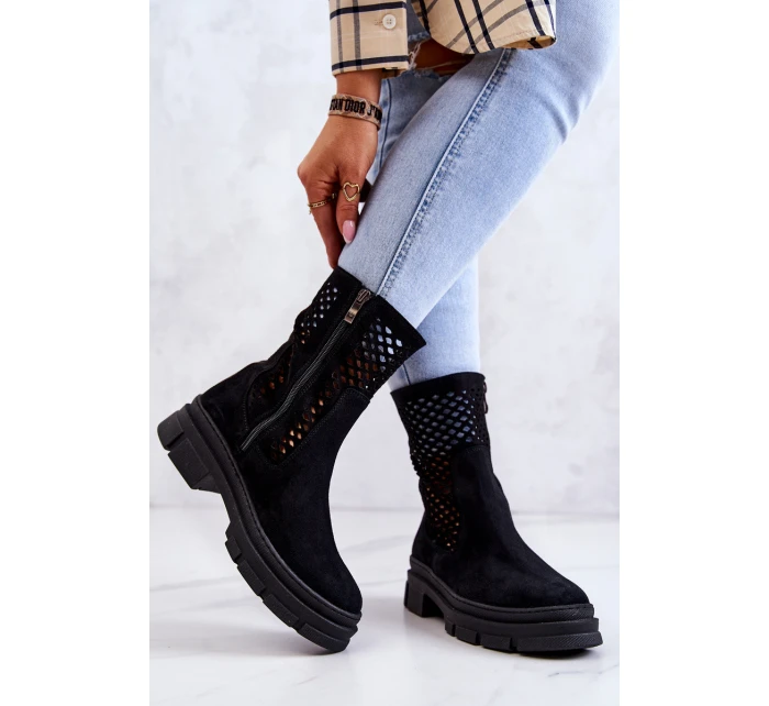 Kožené boty Nicole Černá model 21574579 - Boto