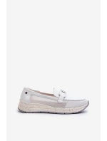 Dámské kožené mokasíny D&A model 21660244 Bílé - S.Barski