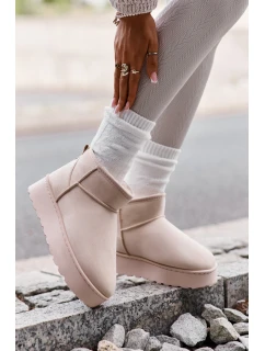 Dámské Sněhule Na Platformě Zateplené Kožíškem Světle Béžové model 21672090 - Boto