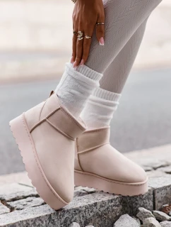 Dámské Sněhule Na Platformě Zateplené Kožíškem Světle Béžové model 21672090 - Boto