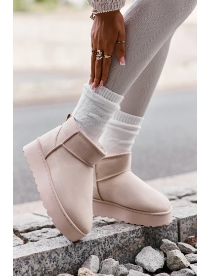 Dámské Sněhule Na Platformě Zateplené Kožíškem Světle Béžové model 21672090 - Boto Dámské Sněhule Na Platformě Zateplené Kožíškem Světle Béžové model 21672090 - Boto