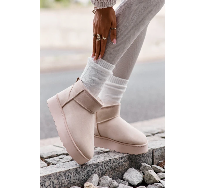 Dámské Sněhule Na Platformě Zateplené Kožíškem Světle Béžové model 21672090 - Boto Dámské Sněhule Na Platformě Zateplené Kožíškem Světle Béžové model 21672090 - Boto