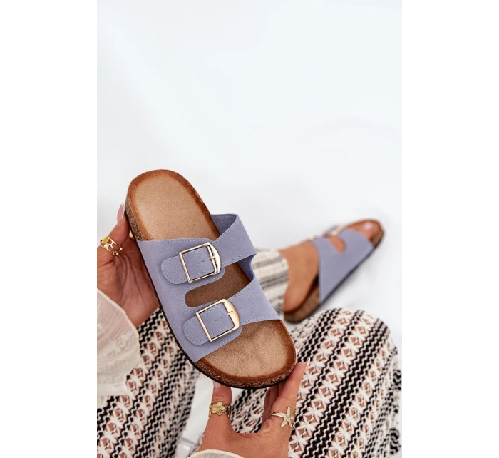 Dámské Pantofle Na Korek Platformě Se Zlatými Přezkami Modré Lisavionea Dámské Pantofle Na Korek Platformě Se Zlatými Přezkami Modré Lisavionea