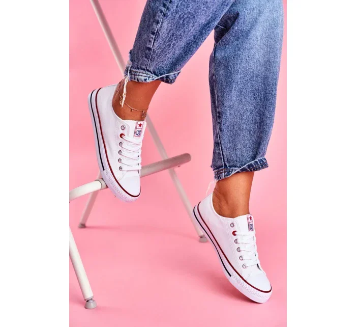 Dámské Klasické Tenisky Bílé S červeným Lemováním Ecoma
