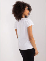 Bílé bavlněné tričko s BASIC FEEL GOOD výšivkou