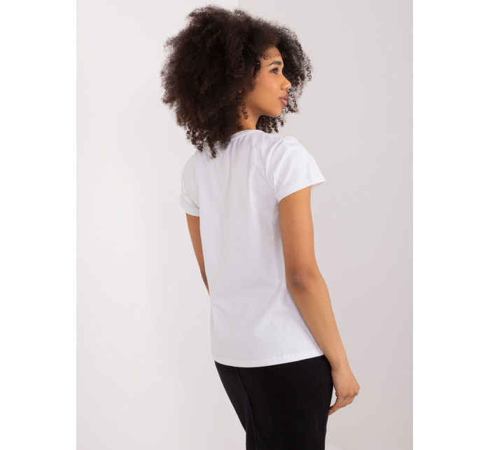 Bílé bavlněné tričko s BASIC FEEL GOOD výšivkou