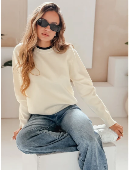 Dámský základní svetr ecru Dstreet model 21990978 - FashionStreet