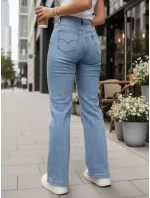 Jeansy damskie z wysokim stanem niebieskie FashionStreet UY2892