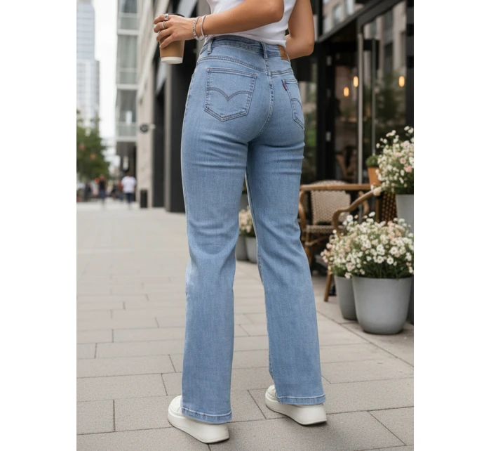 Jeansy damskie z wysokim stanem niebieskie FashionStreet UY2892