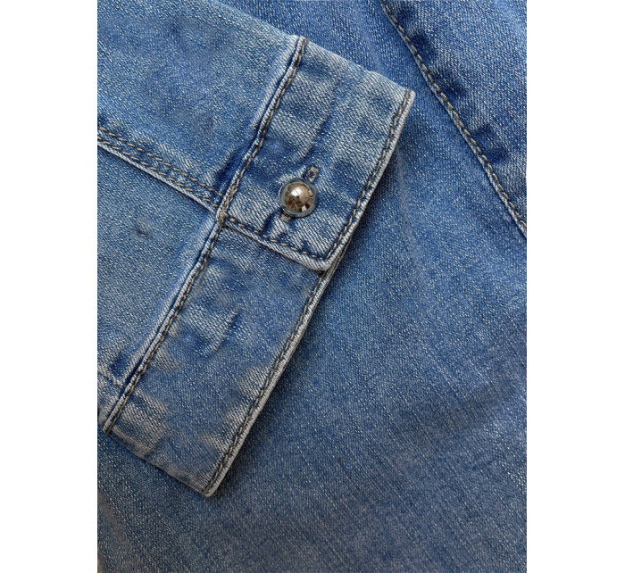 Světle modrá džínová tunika s páskem (POP7050-LK)