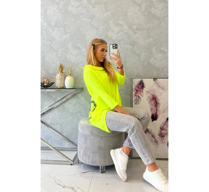 Mikina s potiskem kola žlutá neonová Mikina s potiskem kola žlutá neonová