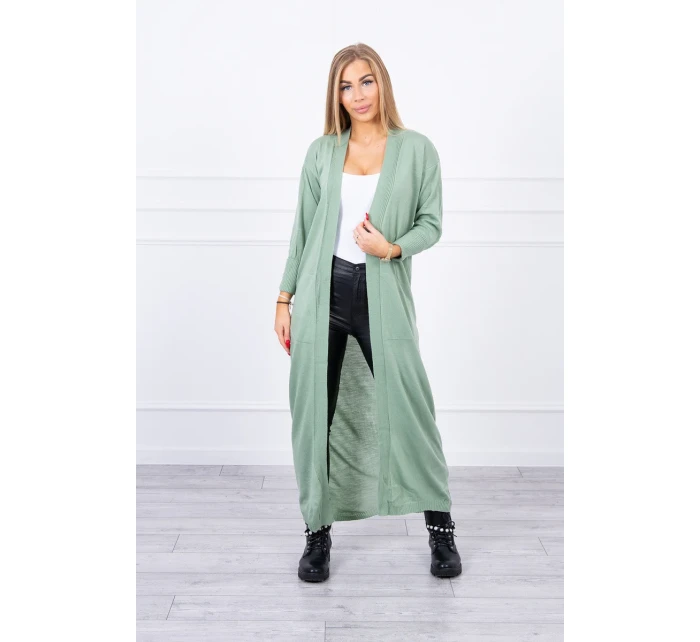 Svetr dlouhý svetr model 18748009 v pase tmavě mátový - K-Fashion Svetr dlouhý svetr model 18748009 v pase tmavě mátový - K-Fashion