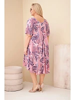 Dámské viskózové šaty Plus Size s krátkým rukávem a model 22043102 vzorem růžová - K-Fashion