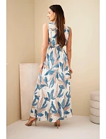 Dámské viskózové maxi šaty s model 22182829 vzorem džínová - K-Fashion Dámské viskózové maxi šaty s model 22182829 vzorem džínová - K-Fashion