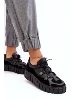 Dámské kožené sportovní boty na platformě M01/1 Zazoo Černé