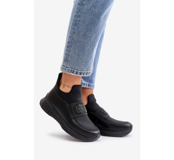 Sportovní Boty Na Platformě Kožené Černé model 21671710 - Artiker