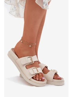 Dámské Pantofle Se Zlatými Přezkami Béžové model 21696849 - EVENTO