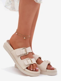 Dámské Pantofle Se Zlatými Přezkami Béžové model 21696849 - EVENTO