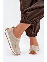 Dámské polobotky z přírodního semiše béžové model 22091763 - EVENTO