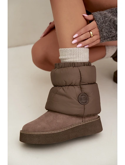 Kožené semišové sněhule na platformě Big Star model 22539865 tmavě béžové - Big Star Shoes Kožené semišové sněhule na platformě Big Star model 22539865 tmavě béžové - Big Star Shoes