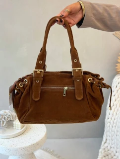 Dámská kožená semišová kabelka Ovelia – camel