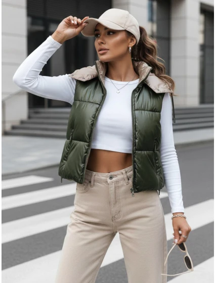 Dámská prošívaná vesta OSHE zelená FashionStreet TY3704