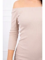 Pruhované vypasované šaty v béžové barvě