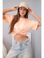 Dámská bavlněná basic halenka s krátkým rukávem lososová Dámská bavlněná basic halenka s krátkým rukávem lososová